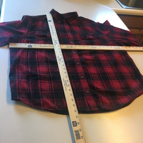 George Flannel Shirt Mens Size 2XL Red Black Plaid Country Lumberjack Woodsman - Picture 4 of 6
